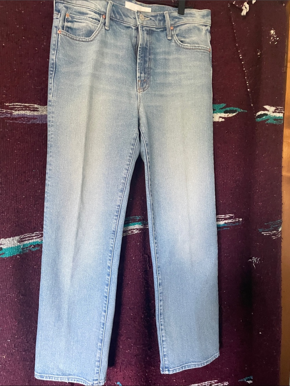 MOTHER Straight Leg Jeans in Light Blue Wash